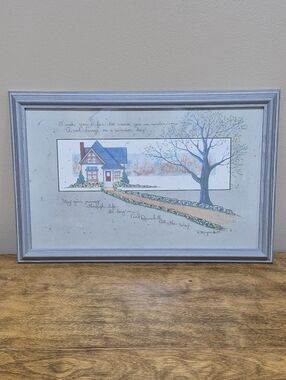 DORIS MORGAN 1991 Vintage Professionally Framed Cottage Print Picture